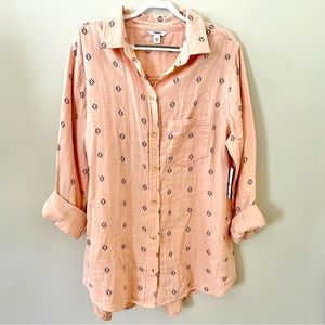Sonoma Women’s Button Down Blouse, Medium, Pink, Long Sleeve, New With Tags